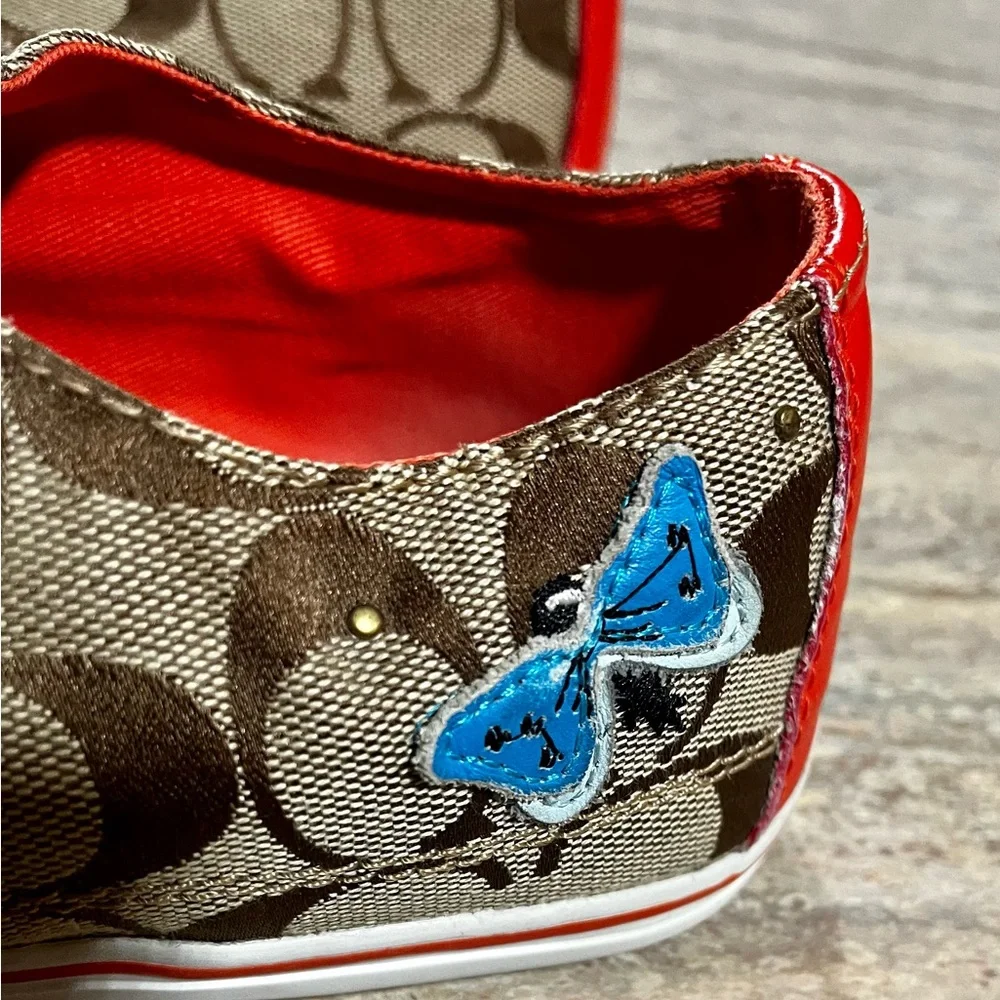 Coach Brown and Red Women's Sneakers - Picture 9 of 16